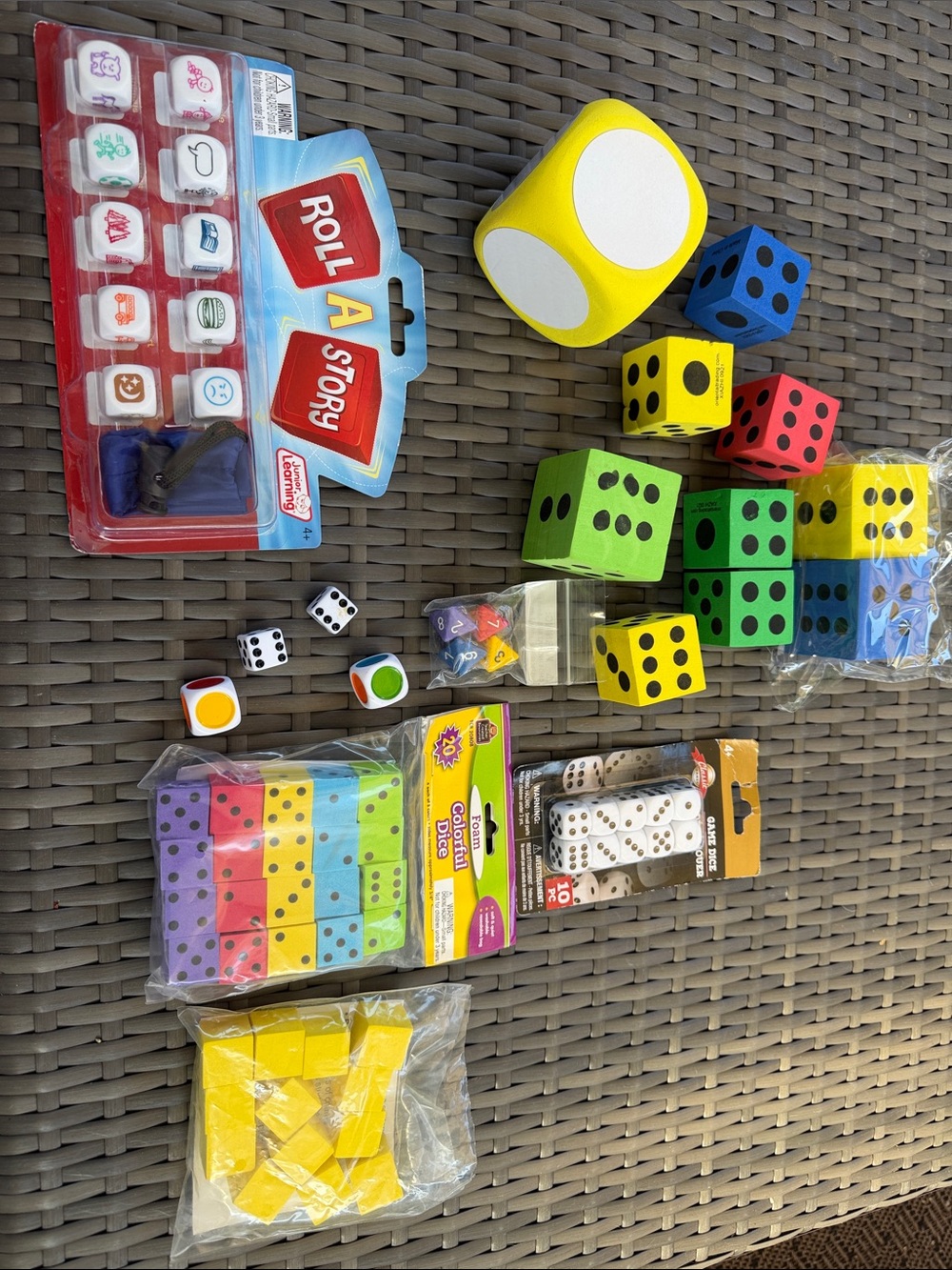 Colorful Foam Dice and Kids Game Set - Yellow, Green, Blue, Red